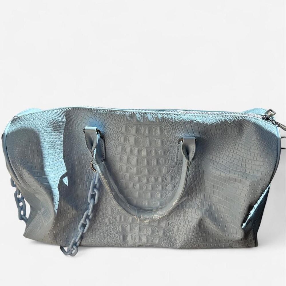PRIVATA Unisex Icy Blue Vegan Leather Duffle Bag